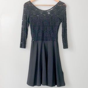 Black Lace Skater Dress